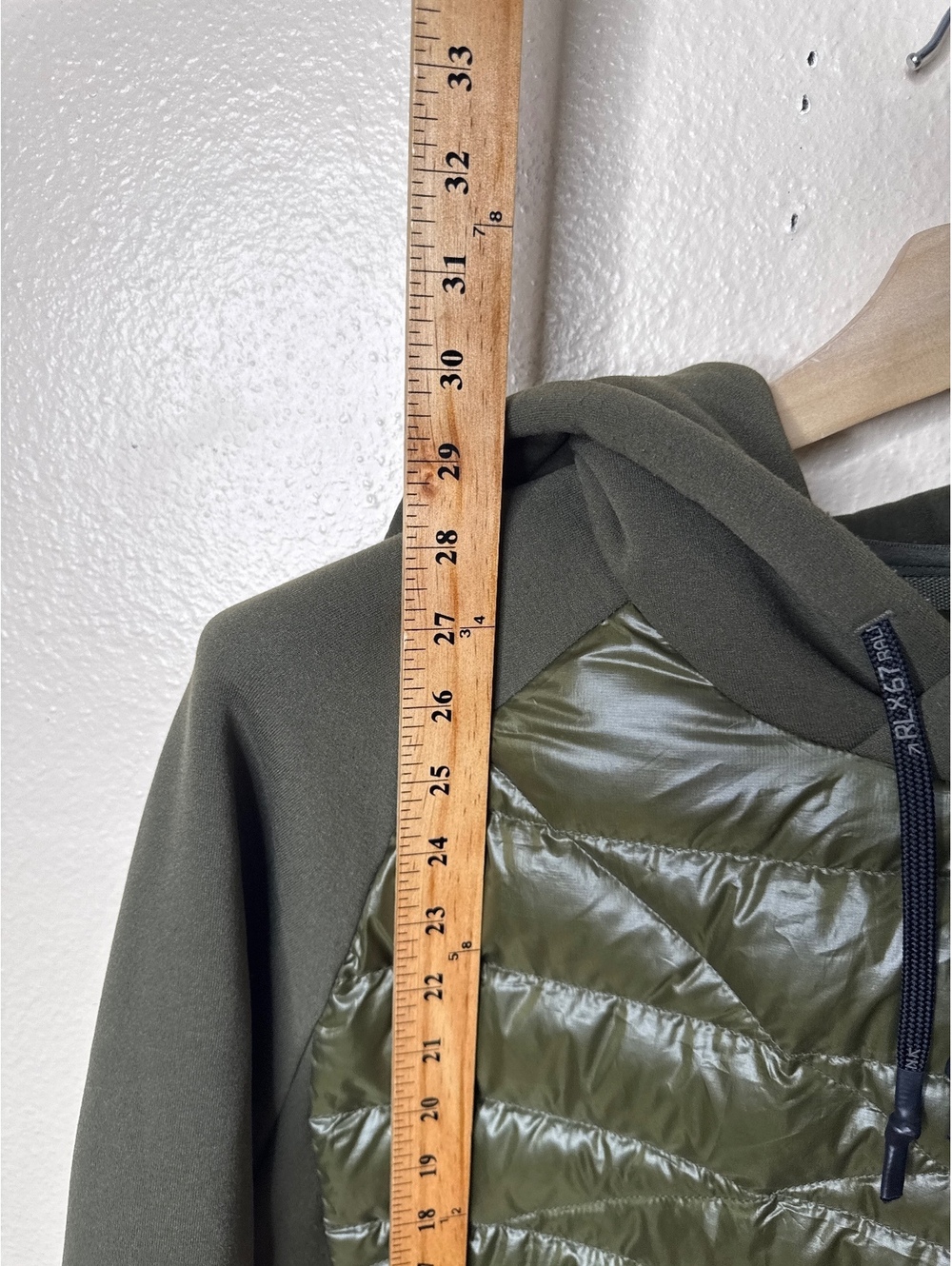 RLX Ralph Lauren Hybrid Down Hooded Jacket Olive Green Full Zip Men’s L - Picture 7 of 9